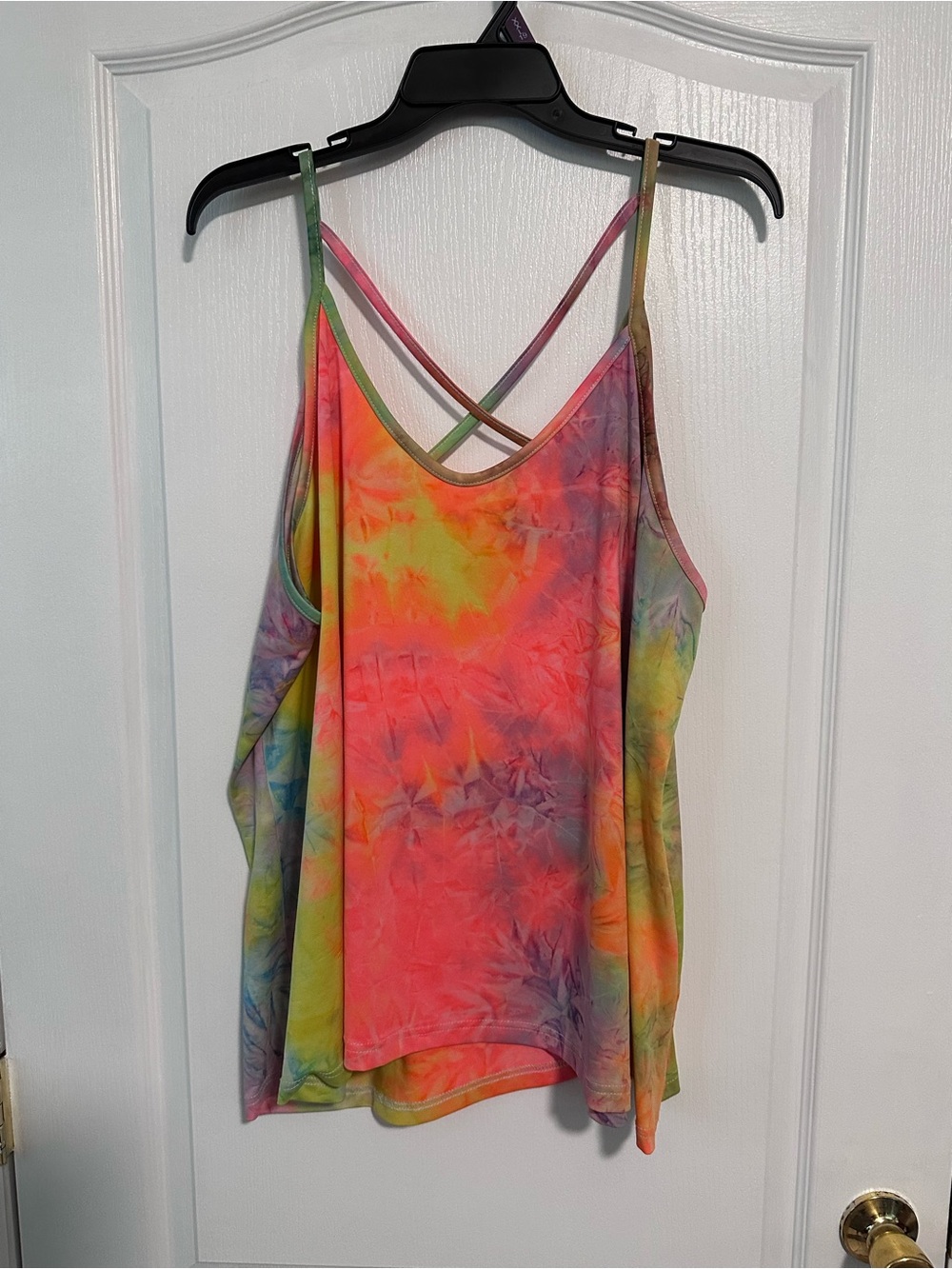 🌈 SHEIN Curve 4XL Neon Tie Dye Crisscross Tank Top Plus Size 💖
